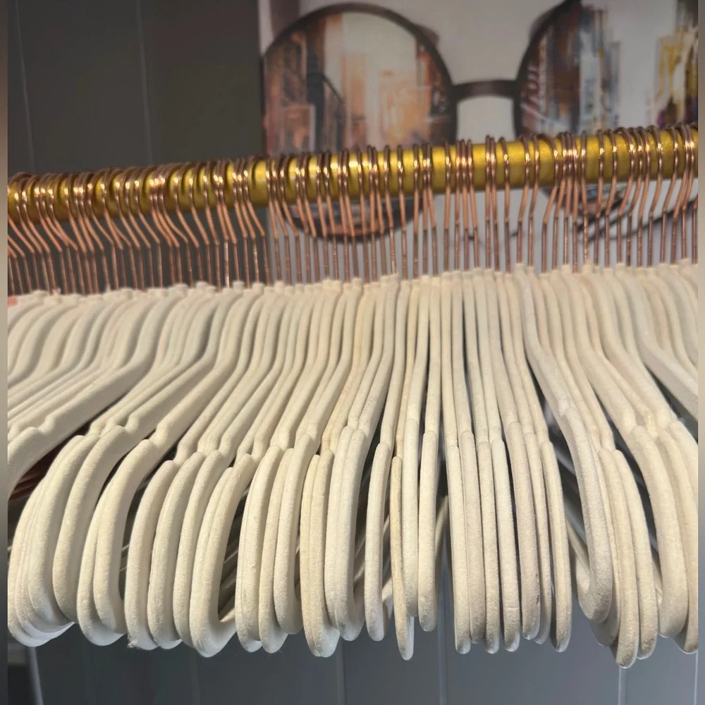 Velvet white and pink hangers.